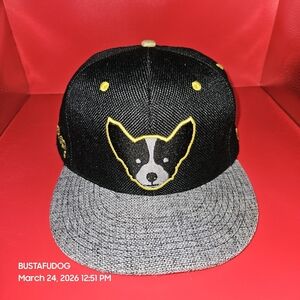 BUSTAFUDOG Black & Gray Dog Logo Snapback Hat